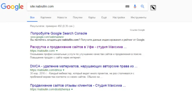 Как проверить число страниц сайта в индексе