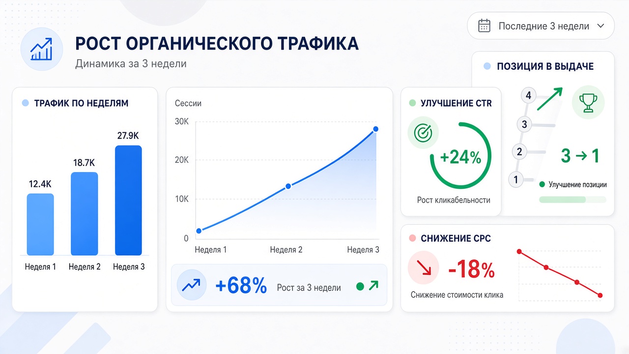 Image #3 — График роста органического трафика и позиций после публикации SEO-текстов