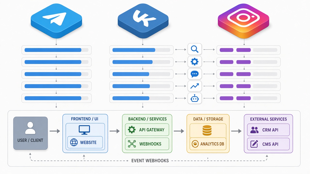 Image #3 — Сравнительная таблица каналов продвижения: Telegram vs VK vs Instagram