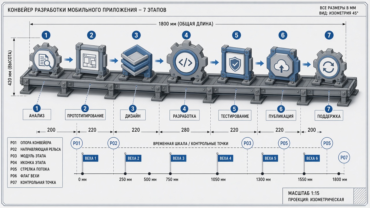 Image #2 — Диаграмма этапов разработки кроссплатформенного приложения с указанием сроков и контрольных точек