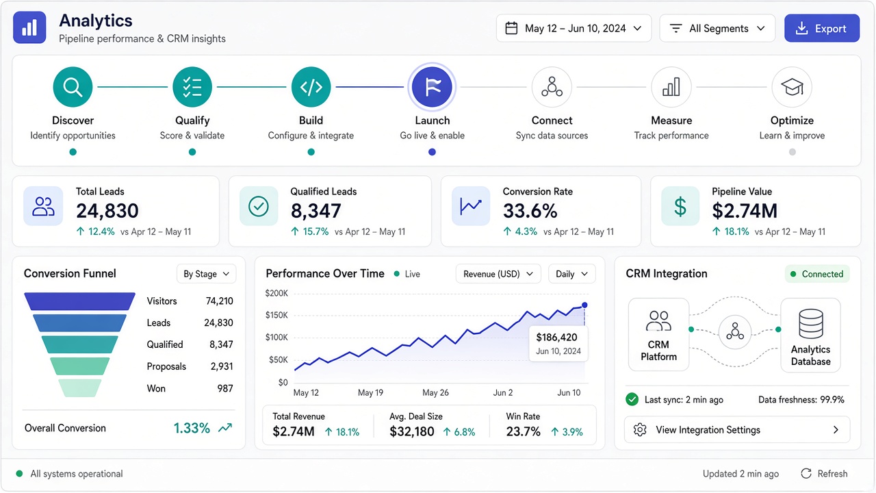 Image #2 — Схема этапов настройки аналитики: от установки кода до интеграции с CRM и построения дашбордов