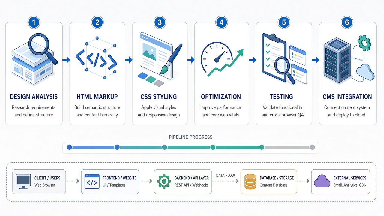 Image #2 — Схема этапов верстки сайта от анализа макета до интеграции с CMS